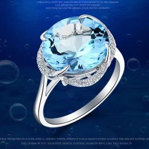 925 Sterling Silver Fashion Sky Blue Topaz Gem Three-piece Jewelry