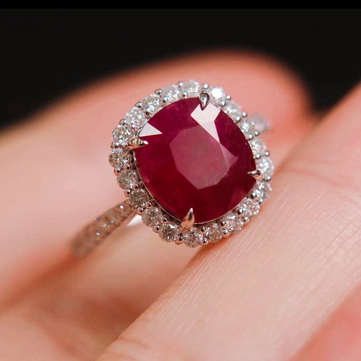 S925 Sterling Silver Diamond Inlaid Ring