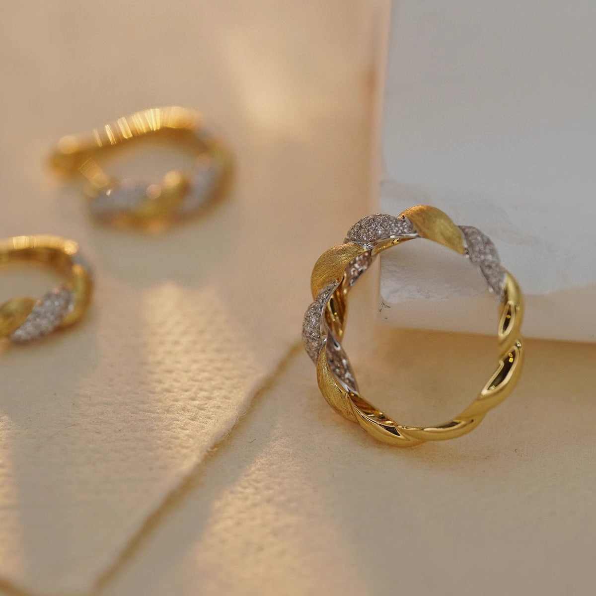 S925 Sterling Silver Ring Points Golden Women's