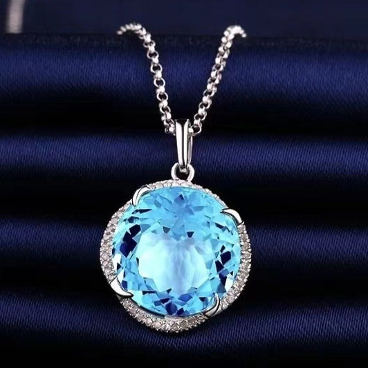 925 Sterling Silver Fashion Sky Blue Topaz Gem Three-piece Jewelry