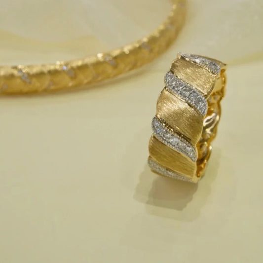 S925 Sterling Silver Brushed Vintage Ring For Women Gold-plated Ring Little Finger Ring
